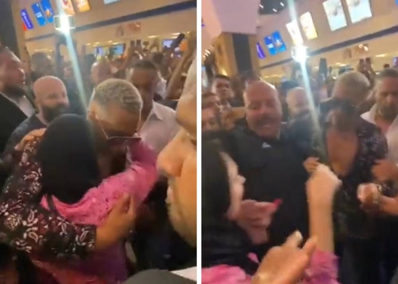 مقطع فيديو يثير ضجة كبيرة لمحجبة تنهار لحظة رؤيتها الفنان محمد رمضان وتحتضنه !