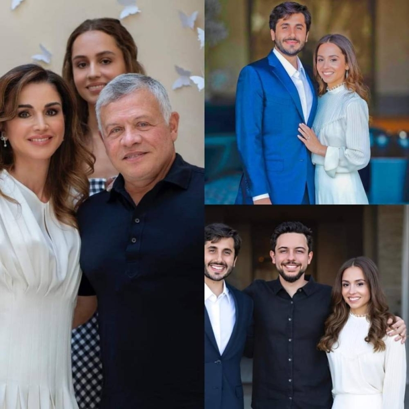 شاهد أول الصور للأميرة إيمان ابنة ملك الأردن وخطيبها ..والغريب بهوية العريس وجنسيته !